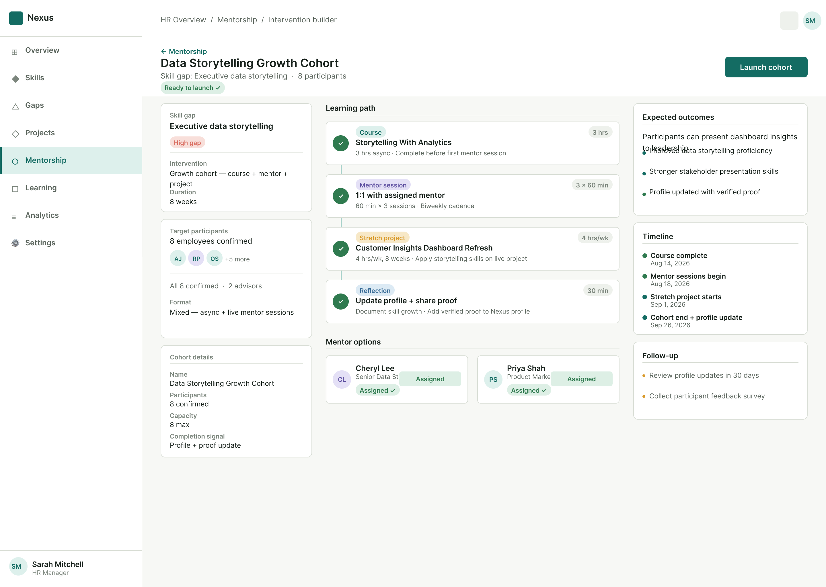 Nexus learning and mentorship assignment ready to launch.